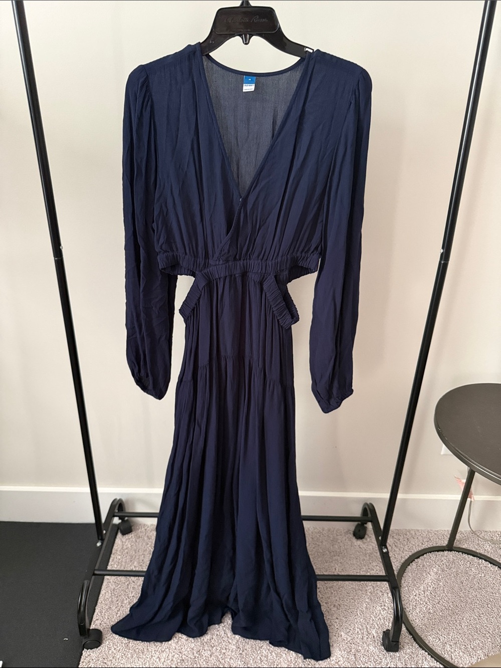 Old Navy Navy Long-Sleeve Maxi Dress with Cutout Waist